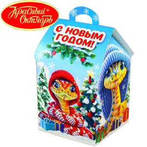 Сладкий подарок на Новый Год в картонной упаковке весом 600 грамм по цене 654 руб в Юрьевце